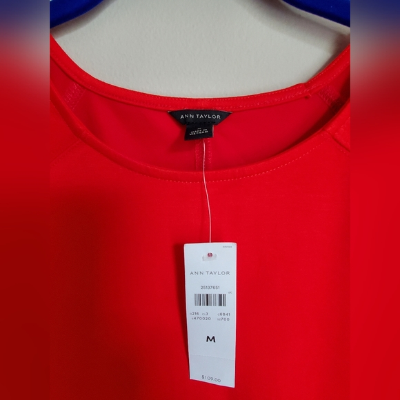 Red dress. Short sleeve. Straight cut. NWT. Medium - Picture 4 of 10